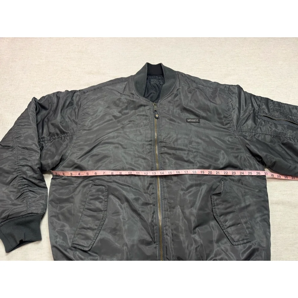 Vintage Y2K Southpole Jacket Reversible Bomber Size XL Black Quilted Full Zip